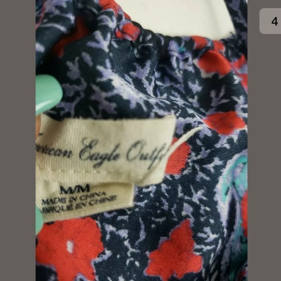 AEO Blue Paisley Dress Size Medium with Pockets - Picture 4 of 7